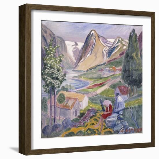 Kari at Sunde; Kari Paa Sunde-Nikolai Astrup-Framed Giclee Print