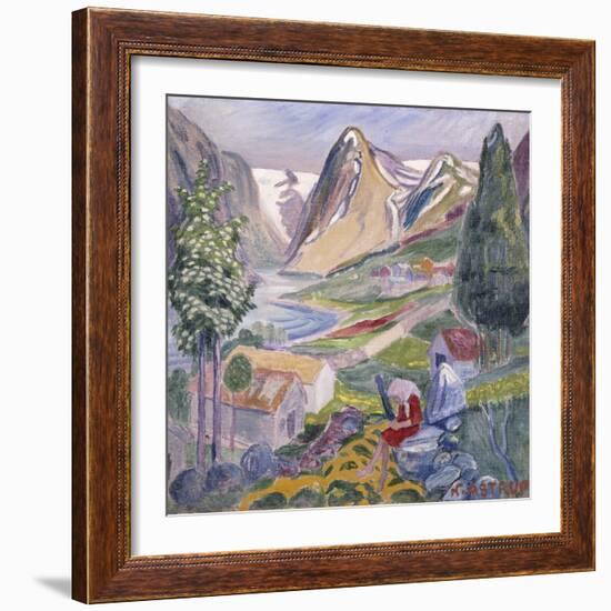 Kari at Sunde; Kari Paa Sunde-Nikolai Astrup-Framed Giclee Print