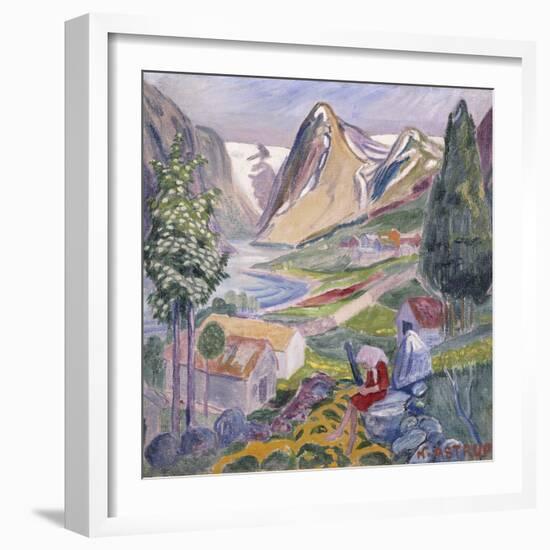 Kari at Sunde; Kari Paa Sunde-Nikolai Astrup-Framed Giclee Print