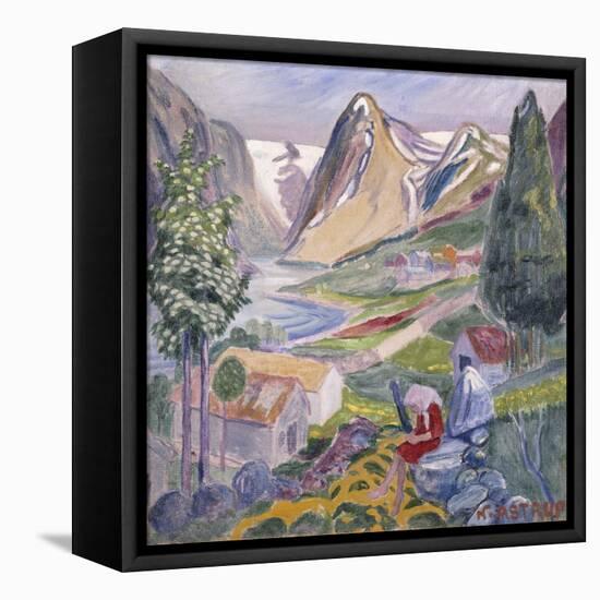 Kari at Sunde; Kari Paa Sunde-Nikolai Astrup-Framed Premier Image Canvas