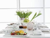 A Table Laid for Breakfast with White Tulips and Fruit-Karin Hessmann-Photographic Print