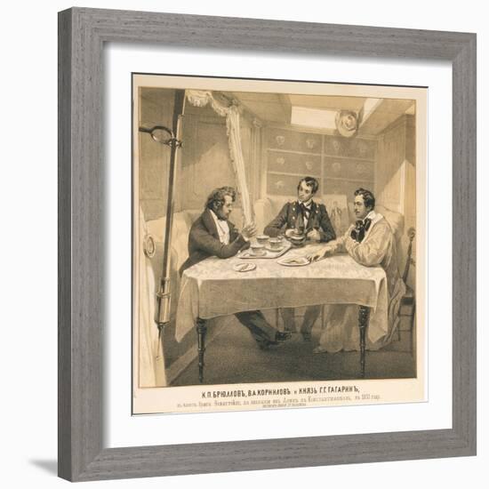 Karl Bryullov, Vladimir Kornilov and Count Grigori Gagarin Aboard the Brig Themistocles, 1835-Grigori Grigorievich Gagarin-Framed Giclee Print