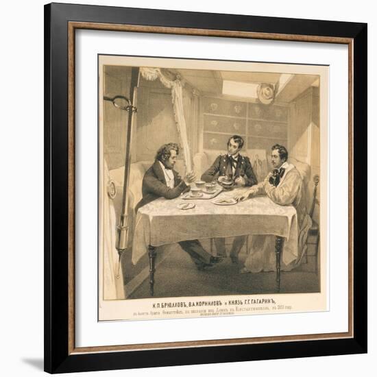 Karl Bryullov, Vladimir Kornilov and Count Grigori Gagarin Aboard the Brig Themistocles, 1835-Grigori Grigorievich Gagarin-Framed Giclee Print