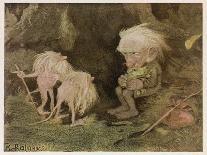 Troll with His Pet Frog Meets Two Long-Tailed Creatures-Karl Heilig-Art Print