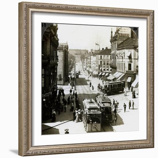 Karl Johan's Street and Royal Palace, Christiania (Osl), Norway-Underwood & Underwood-Framed Photographic Print