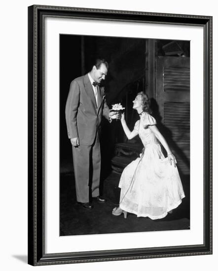 Karl Malden and Jessica Tandy in the Broadway Production Play "Streetcar Named Desire"-null-Framed Premium Photographic Print