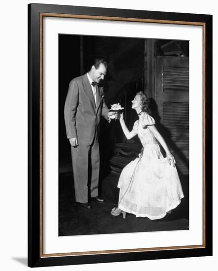 Karl Malden and Jessica Tandy in the Broadway Production Play "Streetcar Named Desire"-null-Framed Premium Photographic Print