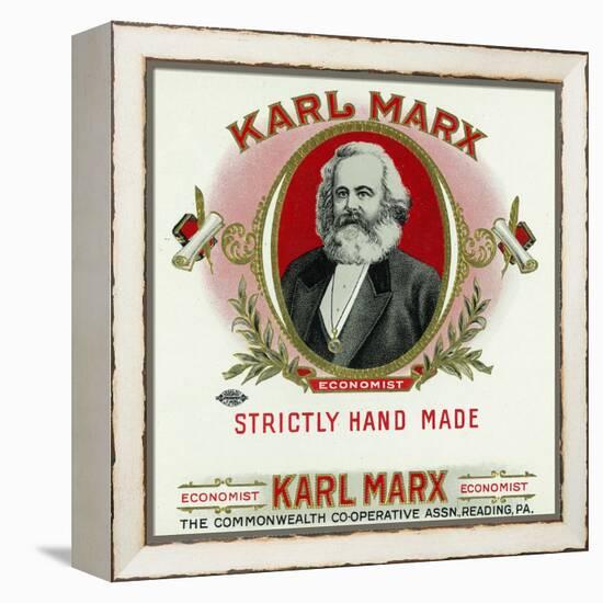 Karl Marx Brand Cigar Box Label, Karl Marx-Lantern Press-Framed Stretched Canvas