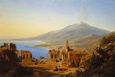 Teatro Greco, Taormina, with Etna beyond-Karl Robert Kummer-Framed Premier Image Canvas