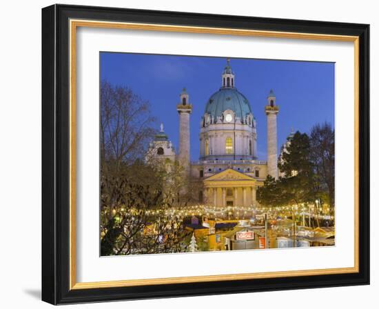 Karlskirche, Karlsplatz, Christmas Market, 1st District, Vienna, Austria-Rainer Mirau-Framed Photographic Print