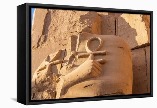 Karnak, Luxor, Egypt. Ruined statue holding two ankhs at the Karnak Temple Complex.-Emily Wilson-Framed Premier Image Canvas