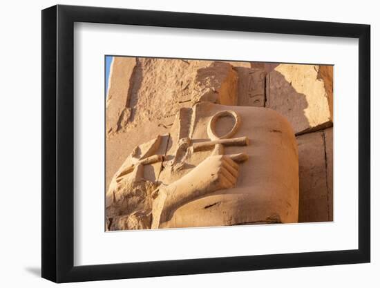 Karnak, Luxor, Egypt. Ruined statue holding two ankhs at the Karnak Temple Complex.-Emily Wilson-Framed Photographic Print