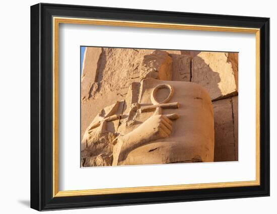 Karnak, Luxor, Egypt. Ruined statue holding two ankhs at the Karnak Temple Complex.-Emily Wilson-Framed Photographic Print