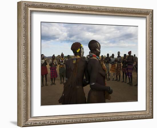 Karo People with Body Painting, Dancing, Lower Omo Valley-Jane Sweeney-Framed Photographic Print