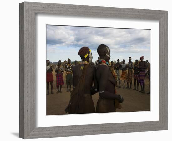 Karo People with Body Painting, Dancing, Lower Omo Valley-Jane Sweeney-Framed Photographic Print