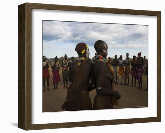 Karo People with Body Painting, Dancing, Lower Omo Valley-Jane Sweeney-Framed Photographic Print