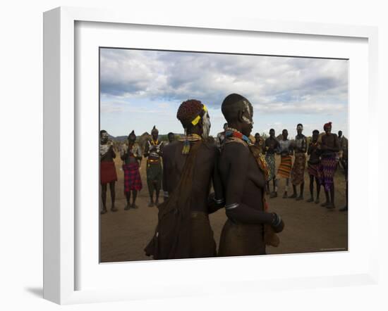 Karo People with Body Painting, Dancing, Lower Omo Valley-Jane Sweeney-Framed Photographic Print