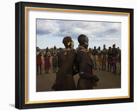 Karo People with Body Painting, Dancing, Lower Omo Valley-Jane Sweeney-Framed Photographic Print