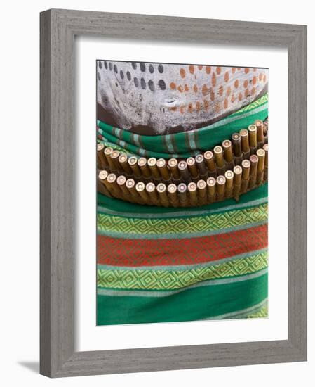 Karo Tribesman Wearing a Belt of Bullets, Lower Omo Valley, Ethiopia-Gavin Hellier-Framed Photographic Print