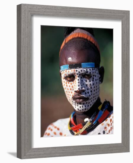 Karo Warrior in Traditional Body Paint, Ethiopia-Janis Miglavs-Framed Photographic Print