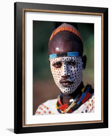 Karo Warrior in Traditional Body Paint, Ethiopia-Janis Miglavs-Framed Photographic Print