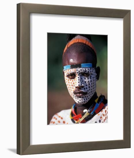 Karo Warrior in Traditional Body Paint, Ethiopia-Janis Miglavs-Framed Photographic Print