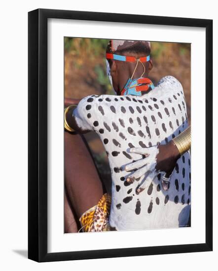 Karo Warriors Applying Body Paint, Ethiopia-Janis Miglavs-Framed Photographic Print