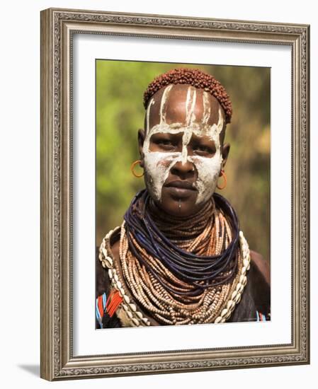 Karo Woman, Mago National Park, Lower Omo Valley, Ethiopia, Africa-Jane Sweeney-Framed Photographic Print