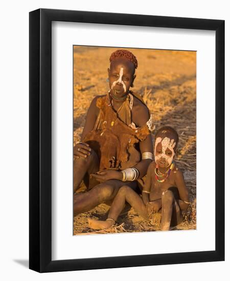 Karo Woman with Child Wearing Traditional Goatskin Dress Decorated with Cowrie Shells-Jane Sweeney-Framed Photographic Print