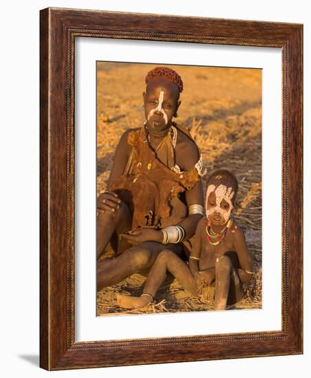 Karo Woman with Child Wearing Traditional Goatskin Dress Decorated with Cowrie Shells-Jane Sweeney-Framed Photographic Print