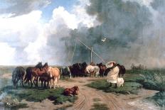 Horses in the Storm, 1862-Karoly Lotz-Framed Giclee Print