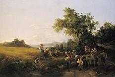 Italian peasants dancing during the grape harvest-Károly Markó-Giclee Print