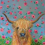 Highland Cow with Flowers-Karrie Evenson-Art Print