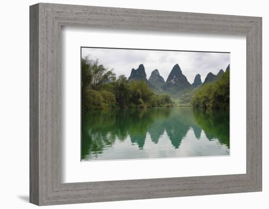 Karst hills with Longjiang River, Yizhou, Guangxi Province, China-Keren Su-Framed Photographic Print