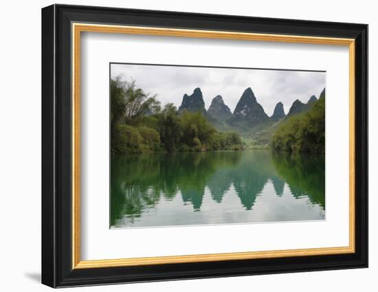 Karst hills with Longjiang River, Yizhou, Guangxi Province, China-Keren Su-Framed Photographic Print
