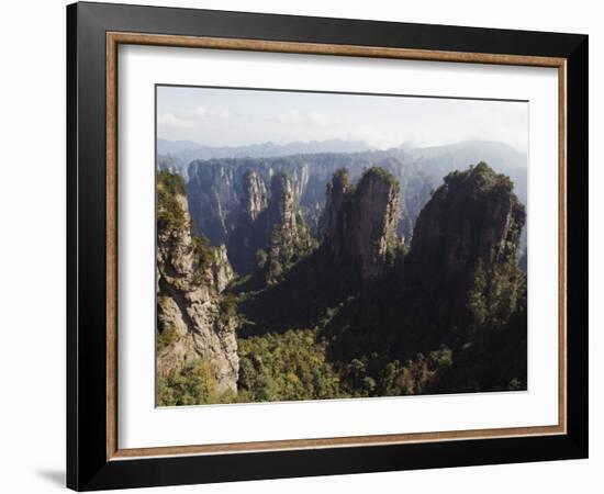 Karst Limestone Rock Formations at Zhangjiajie Forest Park, Wulingyuan Scenic Area, Hunan Province-Christian Kober-Framed Photographic Print