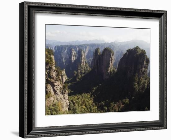 Karst Limestone Rock Formations at Zhangjiajie Forest Park, Wulingyuan Scenic Area, Hunan Province-Christian Kober-Framed Photographic Print