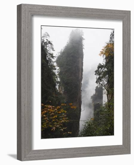 Karst Limestone Rock Formations at Zhangjiajie Forest Park, Wulingyuan Scenic Area, Hunan Province-Christian Kober-Framed Photographic Print