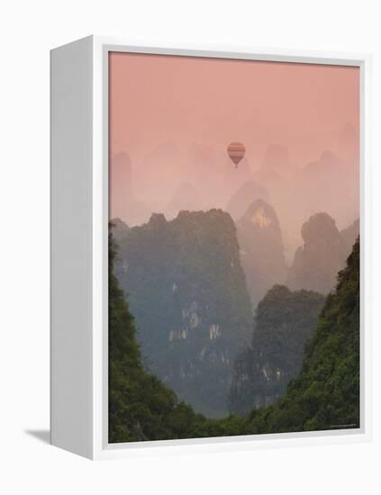 Karst Mountain Landscape, View from Moon Hill, Yangshuo, Guilin, Guangxi Province, China-Michele Falzone-Framed Premier Image Canvas