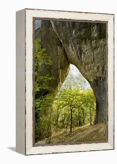 Karstic Rock Arch in the Korana Canjon, Plitvice Lakes National Park, Croatia, October 2008-Biancarelli-Framed Premier Image Canvas