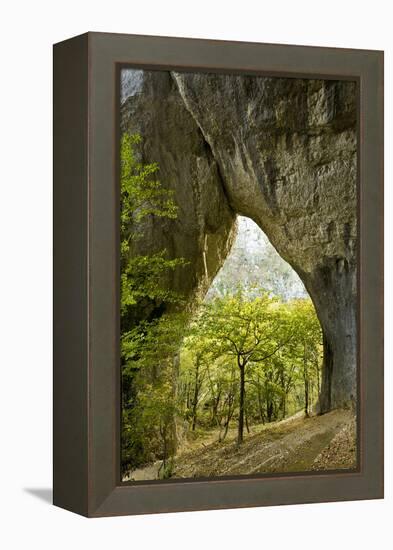 Karstic Rock Arch in the Korana Canjon, Plitvice Lakes National Park, Croatia, October 2008-Biancarelli-Framed Premier Image Canvas