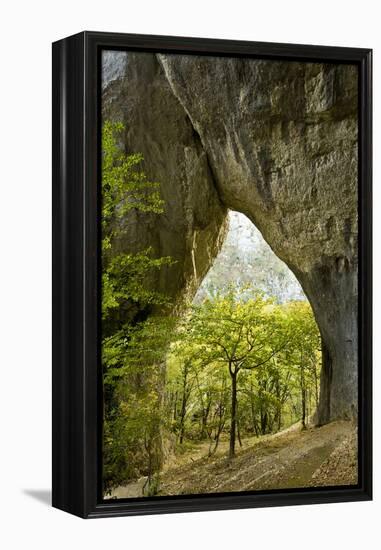 Karstic Rock Arch in the Korana Canjon, Plitvice Lakes National Park, Croatia, October 2008-Biancarelli-Framed Premier Image Canvas