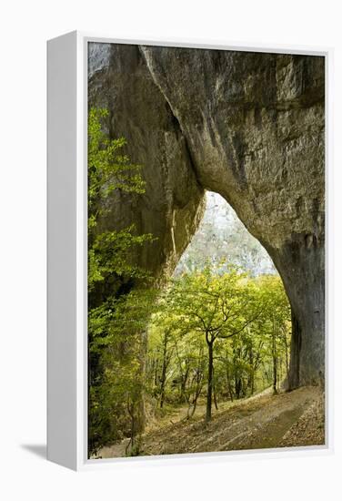 Karstic Rock Arch in the Korana Canjon, Plitvice Lakes National Park, Croatia, October 2008-Biancarelli-Framed Premier Image Canvas