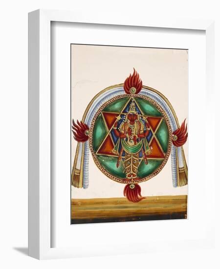 Karttikeya in the Centre of an Encircled Shatkona, from Thanjavur, India-null-Framed Giclee Print