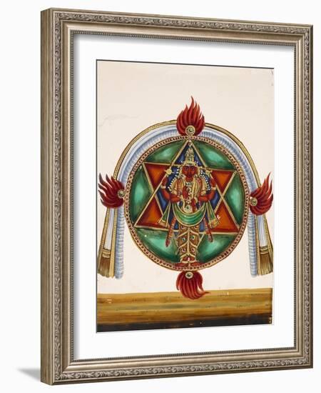 Karttikeya in the Centre of an Encircled Shatkona, from Thanjavur, India-null-Framed Giclee Print