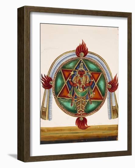 Karttikeya in the Centre of an Encircled Shatkona, from Thanjavur, India-null-Framed Giclee Print