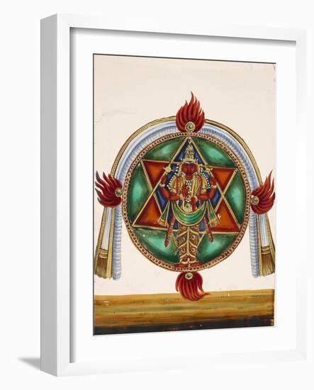 Karttikeya in the Centre of an Encircled Shatkona, from Thanjavur, India-null-Framed Giclee Print