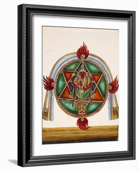 Karttikeya in the Centre of an Encircled Shatkona, from Thanjavur, India-null-Framed Giclee Print