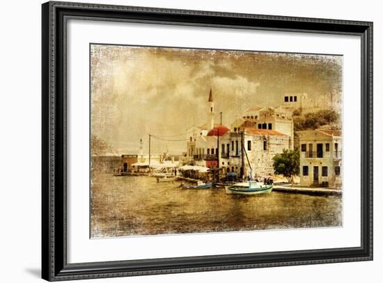 Kastelorizo Bay - Artistic Retro Styled Picture-Maugli-l-Framed Art Print