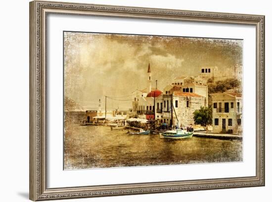 Kastelorizo Bay - Artistic Retro Styled Picture-Maugli-l-Framed Art Print